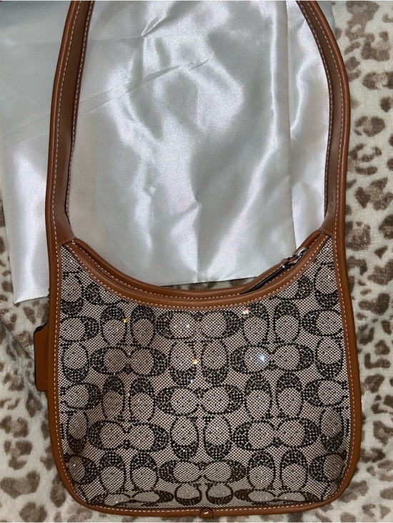 Coach Handbags - Coach Signature Jacquard Crystal Shoulder Bag